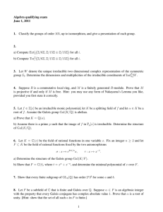 Algebra qualifying exam June 1, 2011