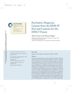 Psychiatric Diagnosis: Lessons from the DSM-IV Further
