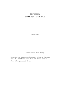 Lie Theory Math 534 - Fall 2011 Julia Gordon