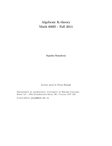 Algebraic K-theory Math 600D - Fall 2011 Sujatha Ramdorai