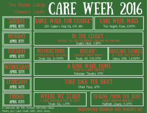 CARE WEEK 2016 The Boston College Women's Center CARE week MASS