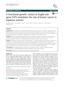 A functional genetic variant in fragile-site gene triparous women