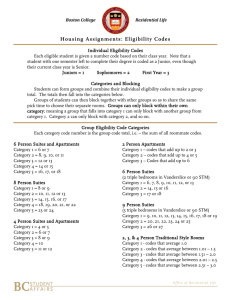 Housing Assignments: Eligibility Codes
