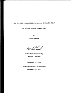 Can  socially  Responsible  Investing  Be ... Honors  Thesis  (HOHRS  499) by Rich  Nesvig