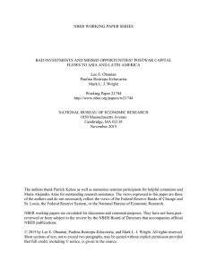 NBER WORKING PAPER SERIES BAD INVESTMENTS AND MISSED OPPORTUNITIES? POSTWAR CAPITAL