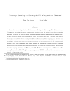 Campaign Spending and Strategy in U.S. Congressional Elections ∗ Ekim Cem Muyan