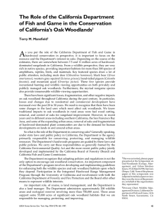 The Role of the California Department of California’s Oak Woodlands