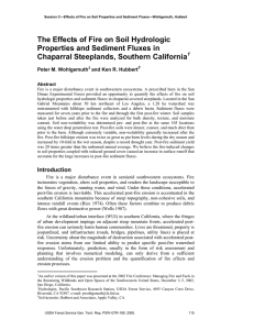 The Effects of Fire on Soil Hydrologic Chaparral Steeplands, Southern California