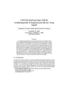 CARESS Working Paper #95-20 Underemployment of Resources and Self-con¯rming Beliefs