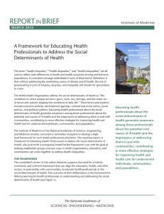 REPORT BRIEF IN A Framework for Educating Health