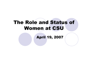 The Role and Status of Women at CSU April 19, 2007