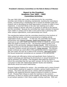 Report to the President Academic Year 2002 – 2003 Committee Activities