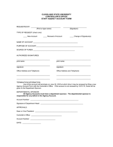 CLEVELAND STATE UNIVERSITY CONTROLLER’S OFFICE STAFF AGENCY ACCOUNT FORM