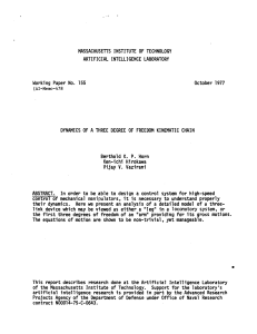 1977 DYNAMICS OF A THREE DEGREE OF  FREEDOM KINEMATIC ... Berthold  K. P.