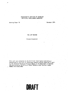 TECHNOLOGY ARTIFICIAL  INTELLIGENCE LABORATORY November  1974 Working Paper 79