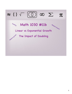 Math 1030 #11b Linear vs Exponential Growth The Impact of Doubling 1