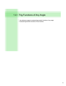 1.4 ~ Trig Functions of Any Angle