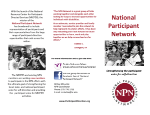 National  With the launch of the National         Resource Center for Participant‐