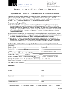 Application for:   FNST 447 Directed Studies in First...
