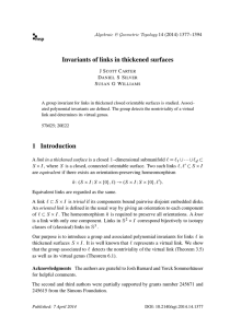 Invariants of links in thickened surfaces 14 (2014) 1377–1394 msp J S