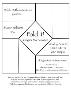 Fold It! Susan Williams Origami Mathematics Mobile Mathematics Circle