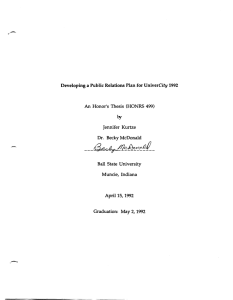 Developing a Public Relations Plan for UniverCify 1992 Jennifer  Kurtze by