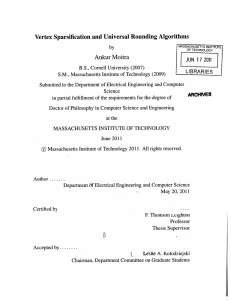 Vertex  Sparsification and Universal  Rounding Algorithms Ankur Moitra AV&#34;IWS 17