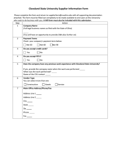 Cleveland State University Supplier Information Form