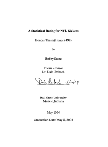 A Statistical Rating for NFL Kickers Honors Thesis (Honors 499) By