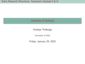 Early Research Directions: Geometric Analysis I &amp; II Geometry of Surfaces