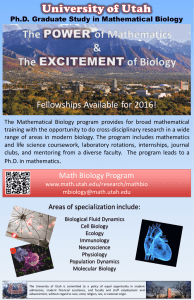 Fellowships Available for 2016! Ph.D. Graduate Study in Mathematical Biology