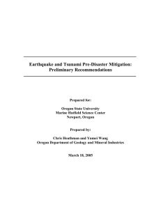 Earthquake and Tsunami Pre-Disaster Mitigation: Preliminary Recommendations