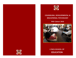 EDUCATION COUNSELING, DEVELOPMENTAL &amp; EDUCATIONAL PSYCHOLOGY PhD Cohort 2010