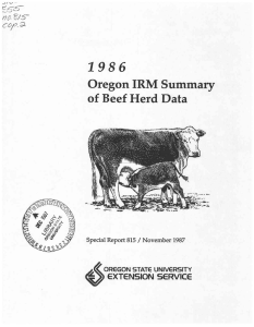 1 9 8 6 Oregon IRM Summary of Beef Herd Data EXTENSION SERVICE