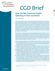 CGD Brief Does the IMF Constrain Health Spending in Poor Countries? *