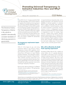 I CGD Notes Promoting Universal Transparency in Extractive Industries: How and Why?
