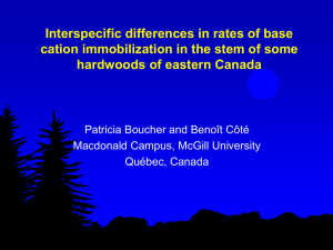 Interspecific differences in rates of base hardwoods of eastern Canada