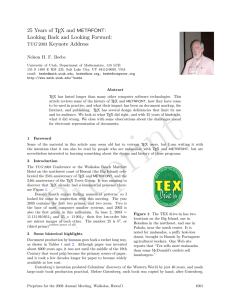25 Years of TEX and METAFONT: Looking Back and Looking Forward: TUG’2003