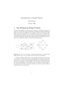 Introduction to Graph Theory 1 The K¨ onigsberg Bridge Problem