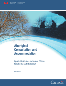 Aboriginal Consultation and Accommodation Updated Guidelines for Federal Officials