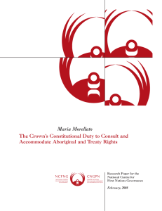 Maria Morellato The Crown’s Constitutional Duty to Consult and February, 2008