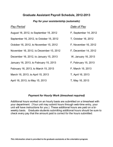 Graduate Assistant Payroll Schedule, 2012-2013 Pay Period Date of Pay