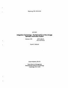 Integration Technology:  The  Reinvention  of the Linkage REVISED