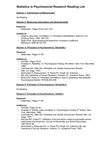 Statistics in Psychosocial Research Reading List