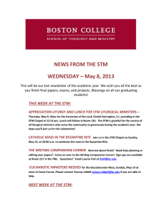 NEWS FROM THE STM WEDNESDAY – May 8, 2013