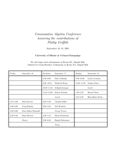 Commutative Algebra Conference honoring the contributions of Phillip Griffith September 16–18, 2005