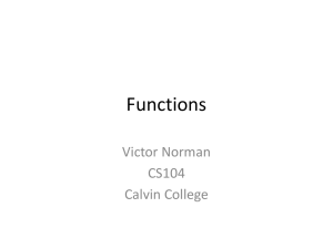 Functions Victor Norman CS104 Calvin College