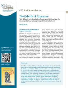 The Rebirth of Education CGD Brief September 2013