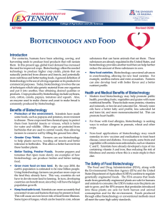 Biotechnology and Food E    TENSION Introduction