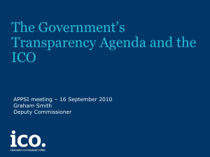 The Government’s Transparency Agenda and the ICO APPSI meeting – 16 September 2010